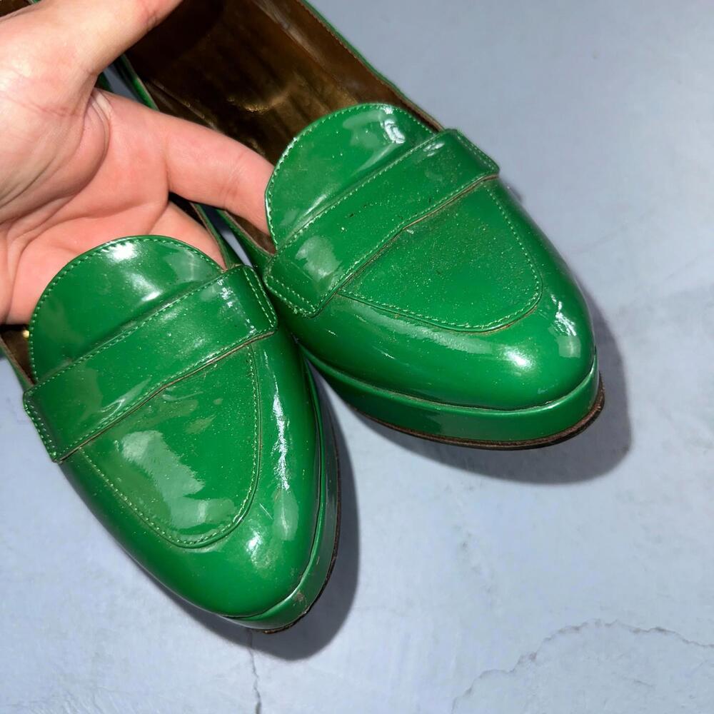 Boden Shoes Women's Size 41 Green Casadei Heel Pump Made In Italy Patent Leather - Picture 3 of 16